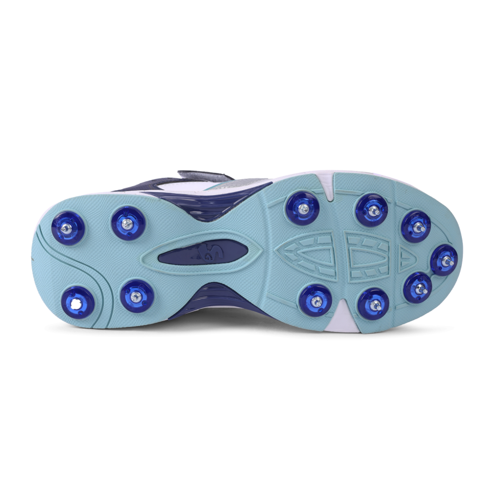 SG ARMOUR SPIKE Cricket Shoes : Unlock Peak Performance with Biomechanically Engineered Design and Advanced Stability (WHITE/NAVY/TEAL) SG ARMOUR SPIKE Cricket Shoes : Unlock Peak Performance with Biomechanically Engineered Design and Advanced Stability (WHITE/NAVY/TEAL)