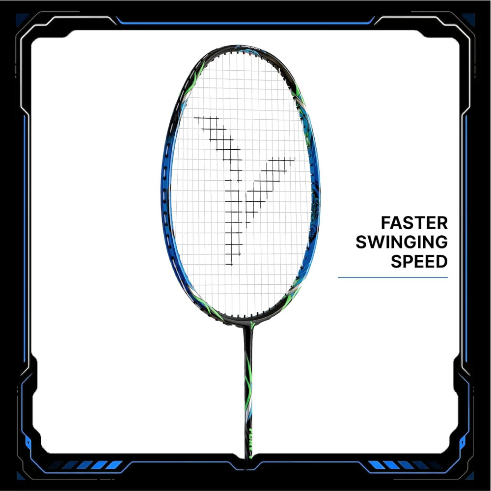 YOUNG Fury 11 Graphite Professional Badminton Racket, Lightweight, High Modulus 24-Ton Graphite, Strung, Includes Full Cover