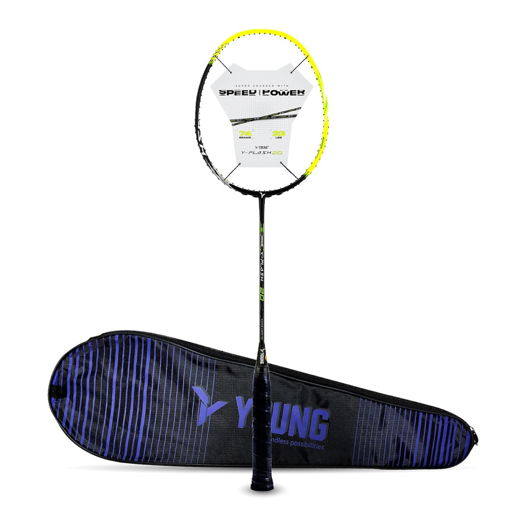 Young Y Flash 20 (74g, 40T Japanese Graphite) Advanced Unstrung Badminton Racquet (Black Green) Young Y Flash 20 (74g, 40T Japanese Graphite) Advanced Unstrung Badminton Racquet (Black Green)