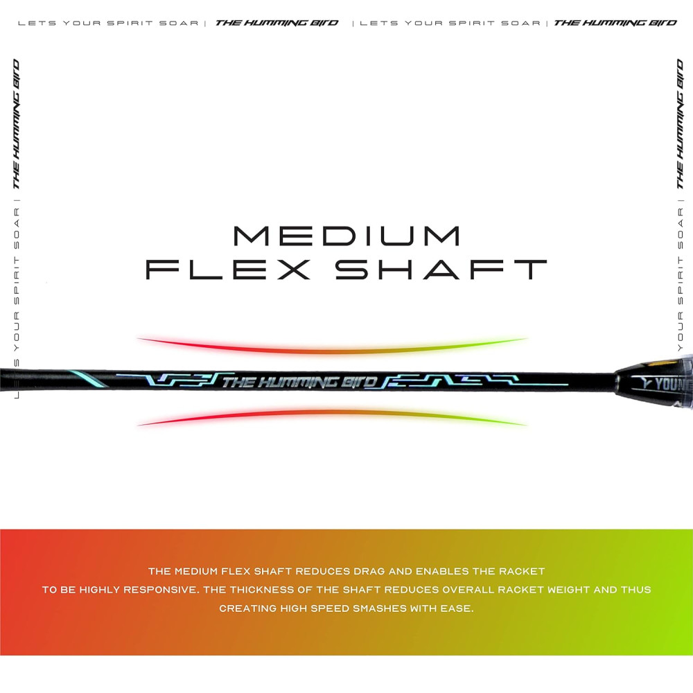 Young The Humming Bird Black Blue Green Badminton Racket + R2 Black Gold Kitbag Combo Young The Humming Bird Black Blue Green Badminton Racket + R2 Black Gold Kitbag Combo