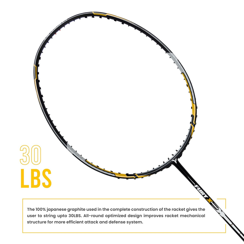 Young Fury X Power (Full Graphite, 30 LBS) Unstrung Badminton Racquet with Full Cover (Black Gold) Young Fury X Power (Full Graphite, 30 LBS) Unstrung Badminton Racquet with Full Cover (Black Gold)