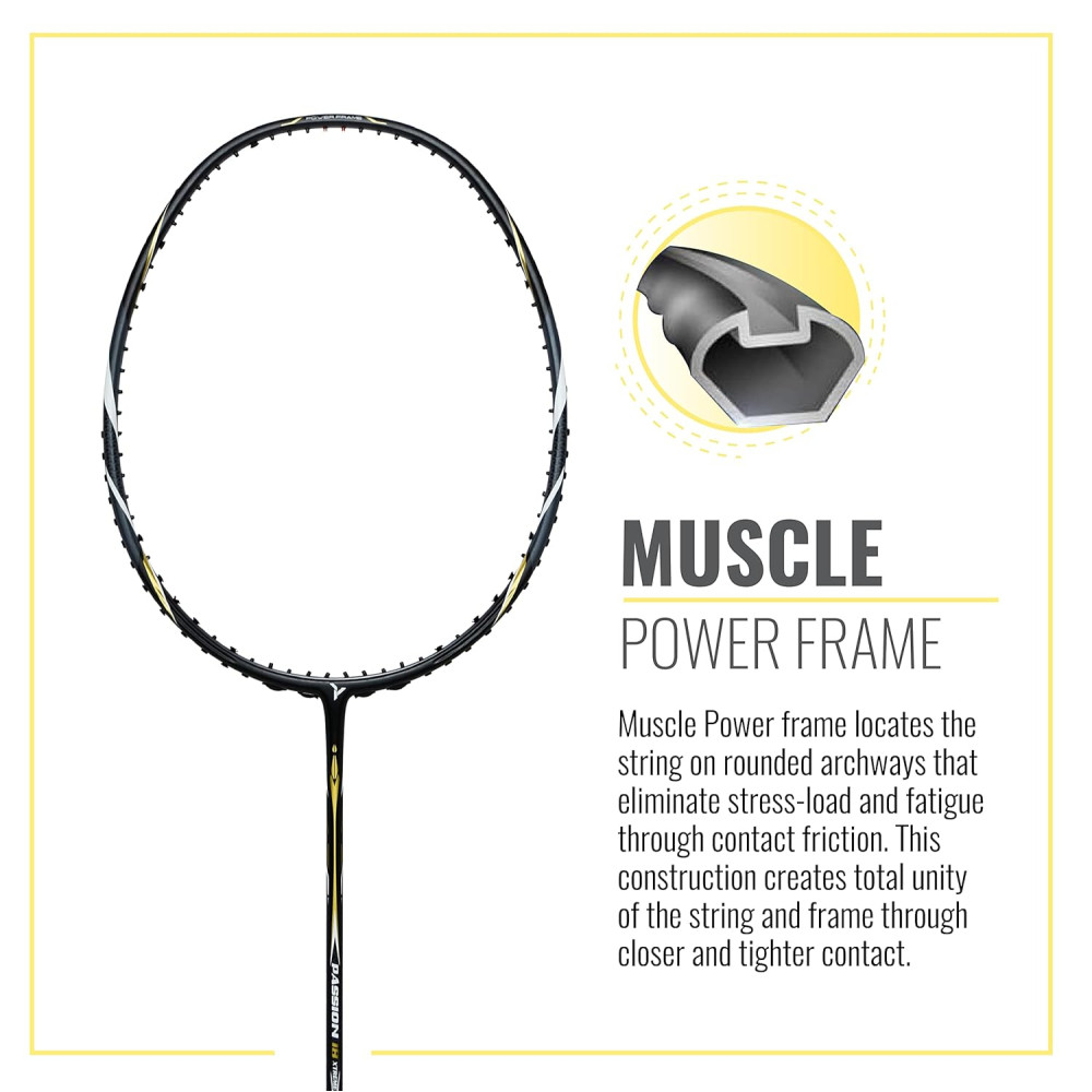 Young Passion 18 Xtreme (High Modulus Graphite, 30 LBS) Unstrung Badminton Racquet with Full Cover (Black Gold) Young Passion 18 Xtreme (High Modulus Graphite, 30 LBS) Unstrung Badminton Racquet with Full Cover (Black Gold)