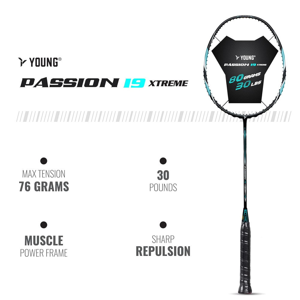 Young Passion 18 Xtreme (High Modulus Graphite, 30 LBS) Unstrung Badminton Racquet with Full Cover (Black Gold) Young Passion 18 Xtreme (High Modulus Graphite, 30 LBS) Unstrung Badminton Racquet with Full Cover (Black Gold)