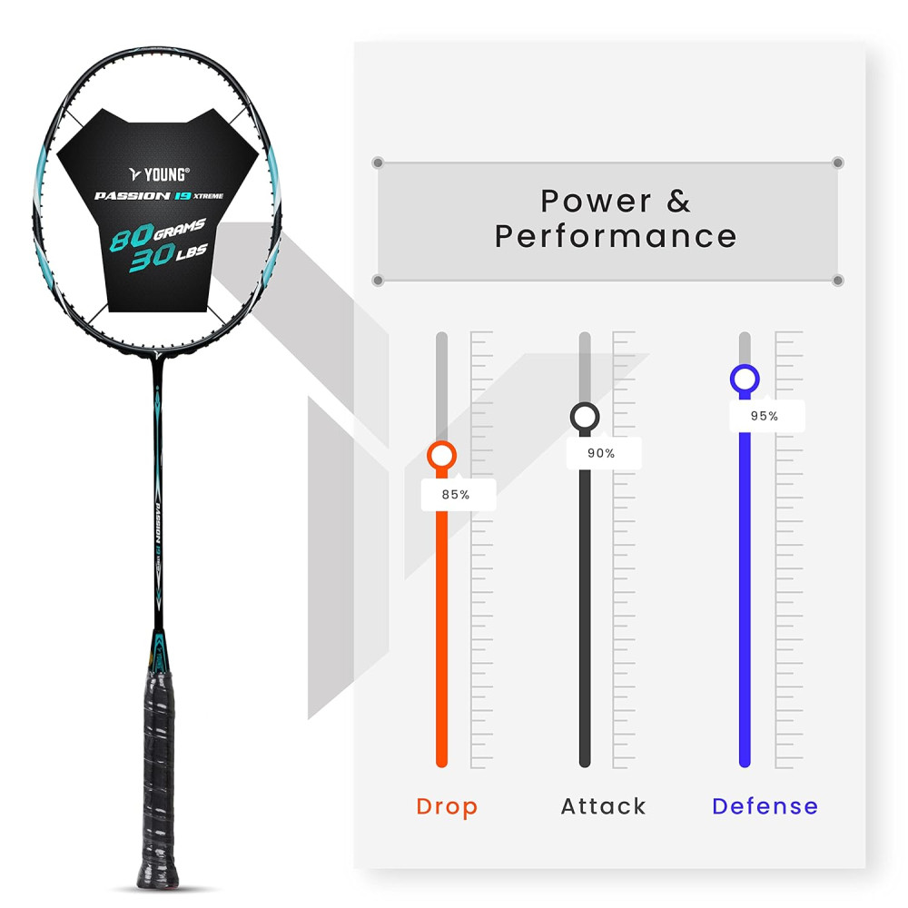 Young Passion 18 Xtreme (High Modulus Graphite, 30 LBS) Unstrung Badminton Racquet with Full Cover (Black Gold) Young Passion 18 Xtreme (High Modulus Graphite, 30 LBS) Unstrung Badminton Racquet with Full Cover (Black Gold)