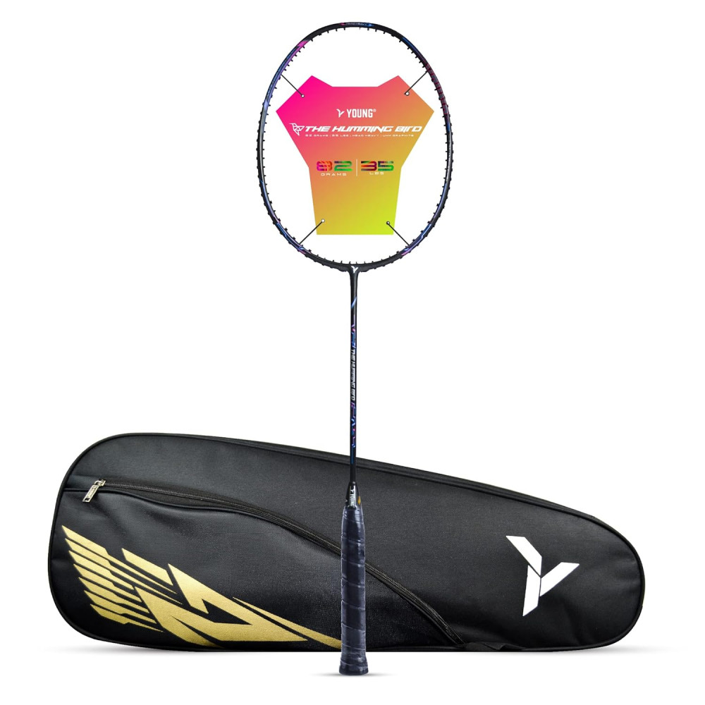 Young The Humming Bird Black Blue Red Badminton Racket + R2 Black Gold Kitbag Combo Young The Humming Bird Black Blue Red Badminton Racket + R2 Black Gold Kitbag Combo