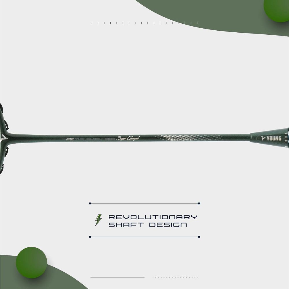 Young P11: The Black Bird Super Charged (78g Lightweight) 30 LBS | Japanese Graphite | Hi-Power Aero Frame | Head Heavy Badminton Racket with Customization and Full Cover (Green Silver) Young P11: The Black Bird Super Charged (78g Lightweight) 30 LBS | Japanese Graphite | Hi-Power Aero Frame | Head Heavy Badminton Racket with Customization and Full Cover (Green Silver)