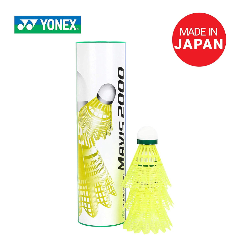 Yonex Mavis 2000 Green Cap Nylon Shuttlecock, Pack of 6 - Made in Japan