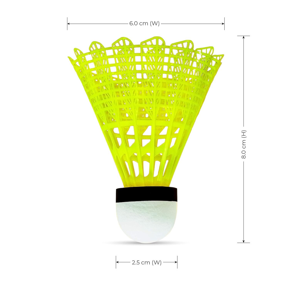 Li-Ning Bolt Boost Nylon Badminton Shuttlecocks (Yellow, Slow Speed) | High Quality | Synthetic Cork
