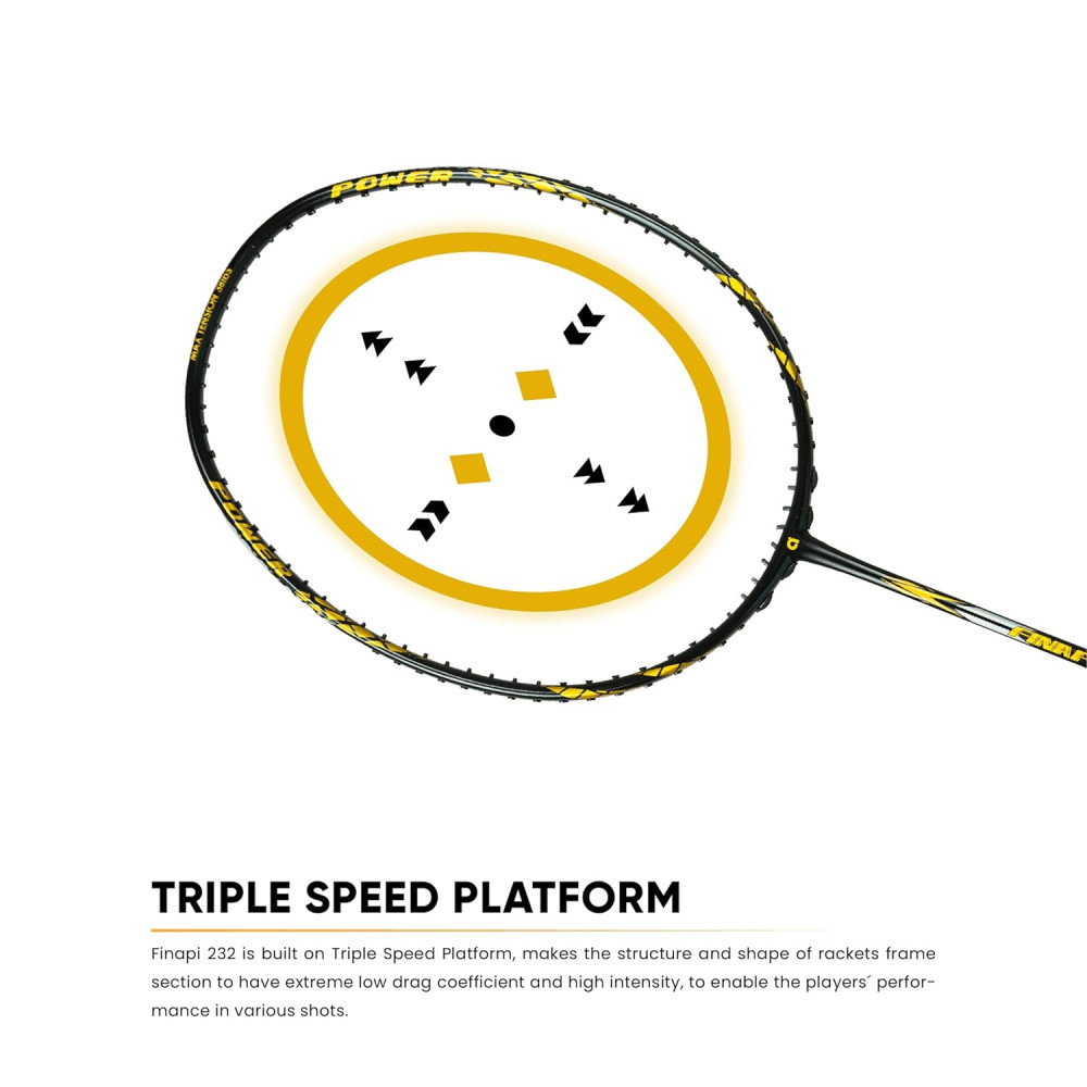 Apacs Finapi 232 Limited Edition (38 LBS Mega Tension) Made in Vietnam | Japanese Graphite Unstrung Badminton Racket (Black Red Gold)