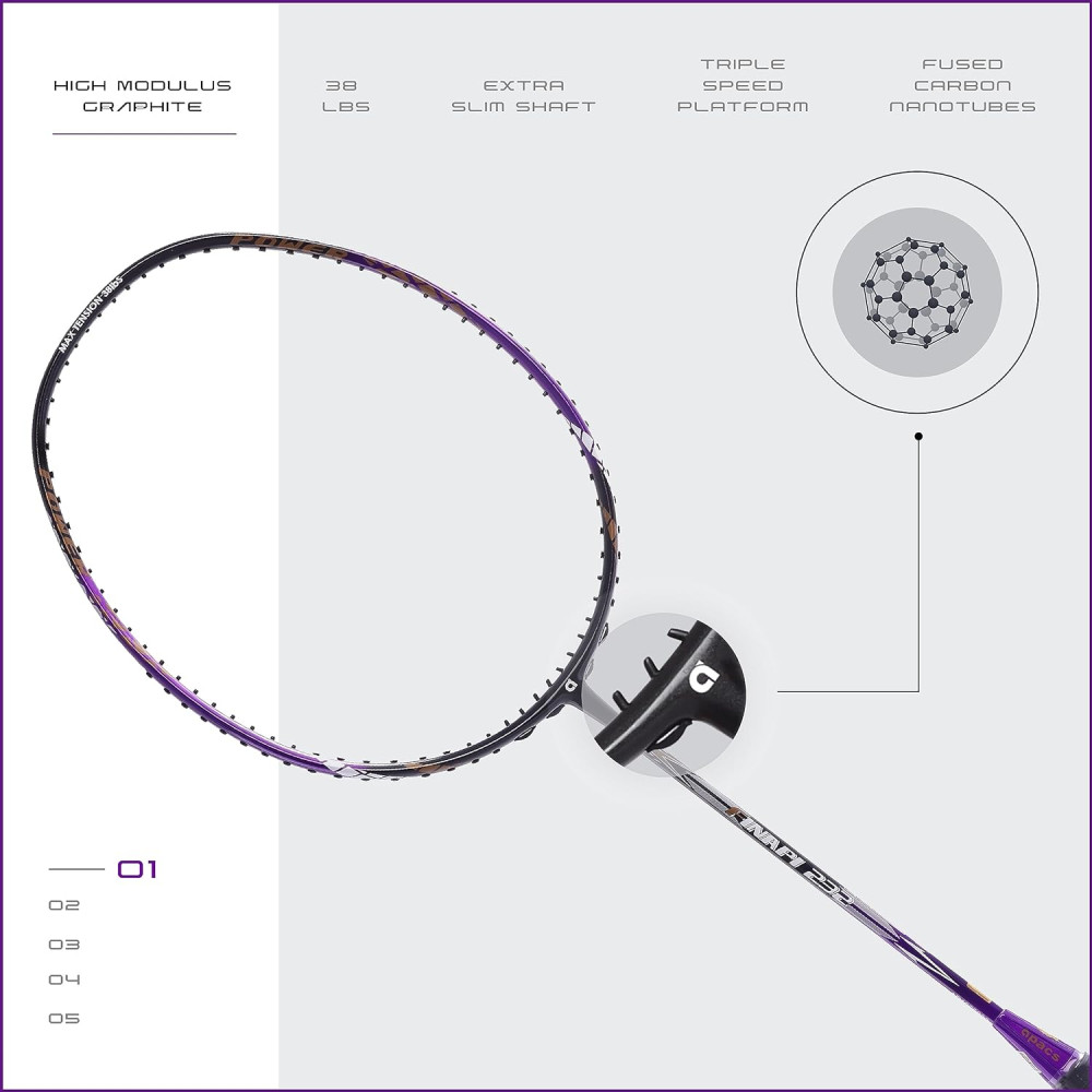 Apacs Finapi 232 (Unstrung, 38 LBS Max Tension) Made in Vietnam | 100% Japanese Graphite | High Modulus | High Power Badminton Racket with Free Full Cover | G1-4 1/4 inches (Black)