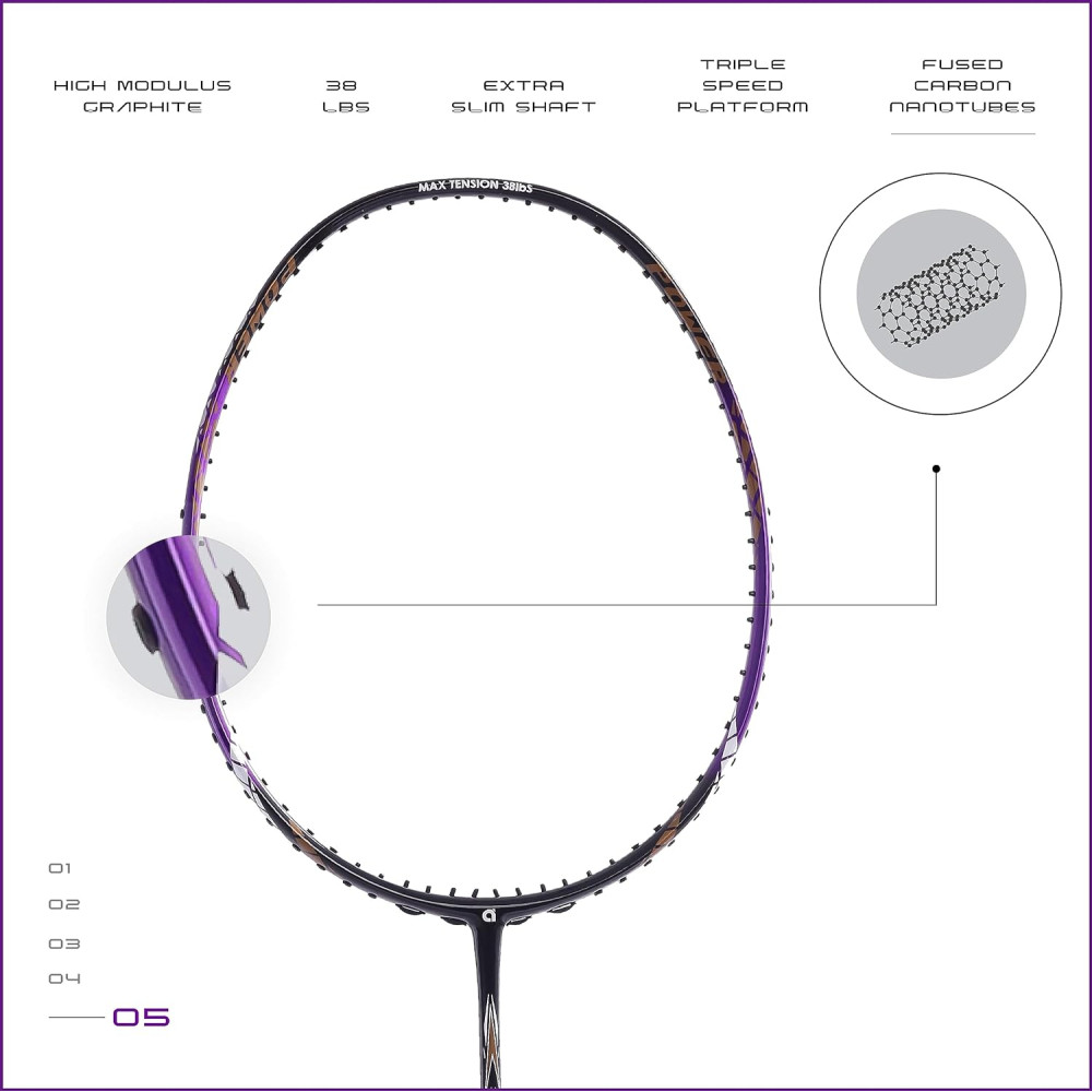 Apacs Finapi 232 (Unstrung, 38 LBS Max Tension) Made in Vietnam | 100% Japanese Graphite | High Modulus | High Power Badminton Racket with Free Full Cover | G1-4 1/4 inches (Black)