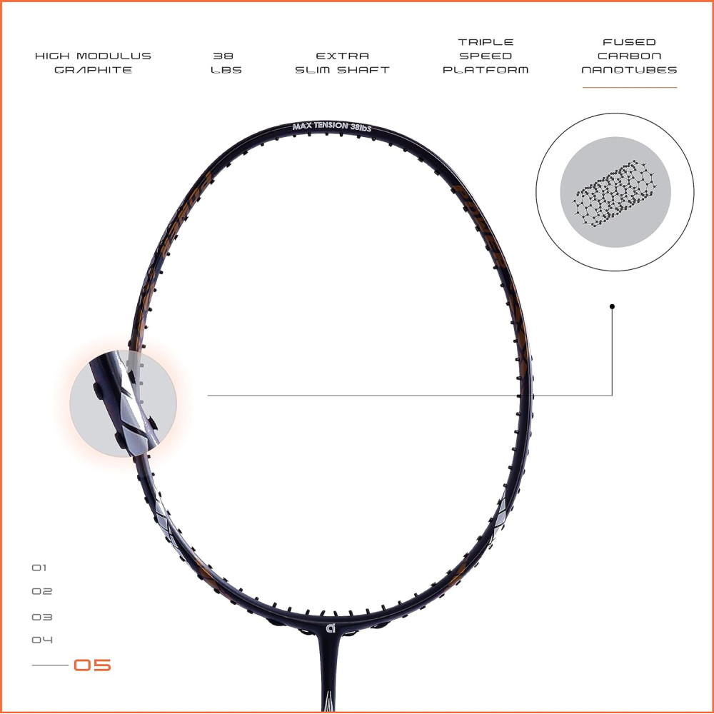 Apacs Finapi 232 (Unstrung, 38 LBS Max Tension) Made in Vietnam | 100% Japanese Graphite | High Modulus | High Power Badminton Racket with Free Full Cover | G1-4 1/4 inches (Black)