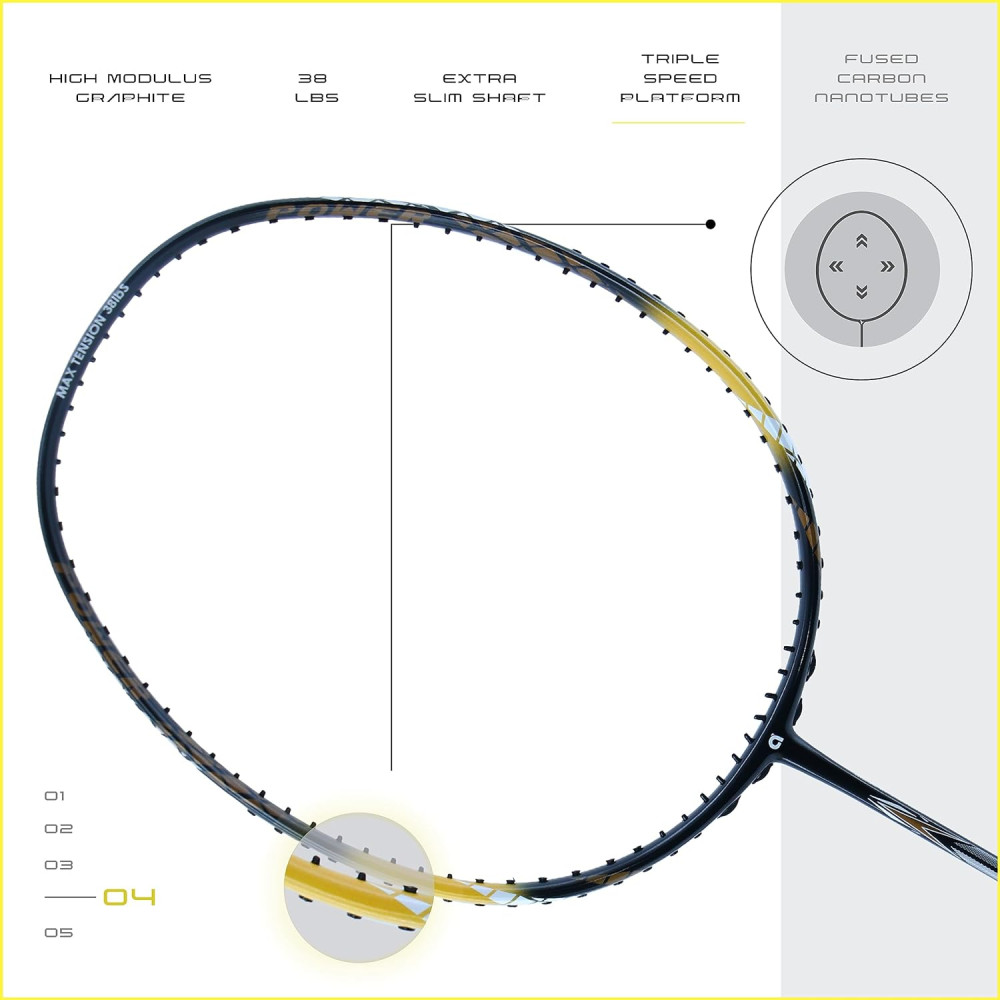 Apacs Finapi 232 (Unstrung, 38 LBS Max Tension) Made in Vietnam | 100% Japanese Graphite | High Modulus | High Power Badminton Racket with Free Full Cover | G1-4 1/4 inches (Black)