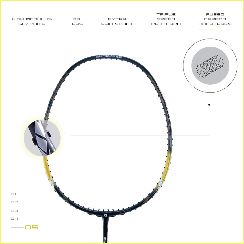 Apacs Finapi 232 (Unstrung, 38 LBS Max Tension) Made in Vietnam | 100% Japanese Graphite | High Modulus | High Power Badminton Racket with Free Full Cover | G1-4 1/4 inches (Black)