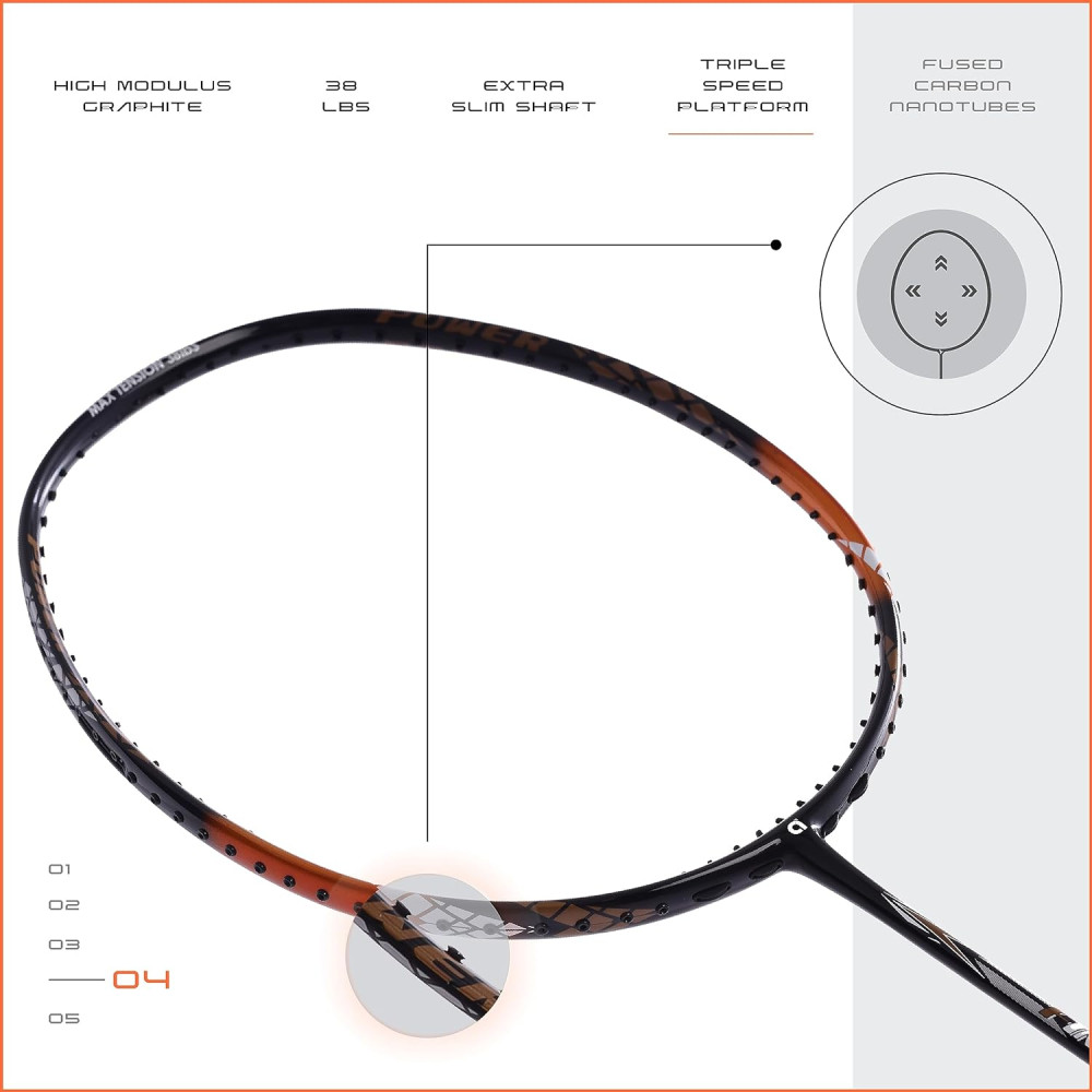 Apacs Finapi 232 (Unstrung, 38 LBS Max Tension) Made in Vietnam | 100% Japanese Graphite | High Modulus | High Power Badminton Racket with Free Full Cover | G1-4 1/4 inches (Black)