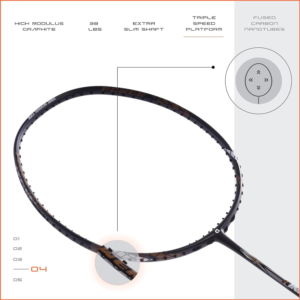 Apacs Finapi 232 (Unstrung, 38 LBS Max Tension) Made in Vietnam | 100% Japanese Graphite | High Modulus | High Power Badminton Racket with Free Full Cover | G1-4 1/4 inches (Black)