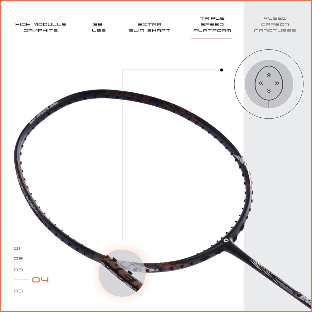 Apacs Finapi 232 (Unstrung, 38 LBS Max Tension) Made in Vietnam | 100% Japanese Graphite | High Modulus | High Power Badminton Racket with Free Full Cover | G1-4 1/4 inches (Black)