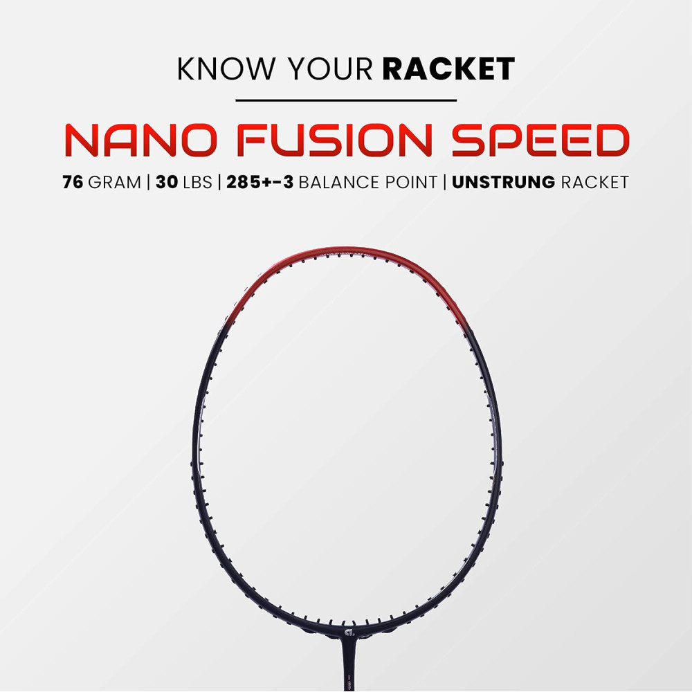 Apacs Nano Fusion Speed 722 (76 grams, Made in Vietnam) Ulta Light Weight | Japanese Graphite Unstrung Badminton Racket with Free Full Cover | G2-4 1/8 inches (Grey)