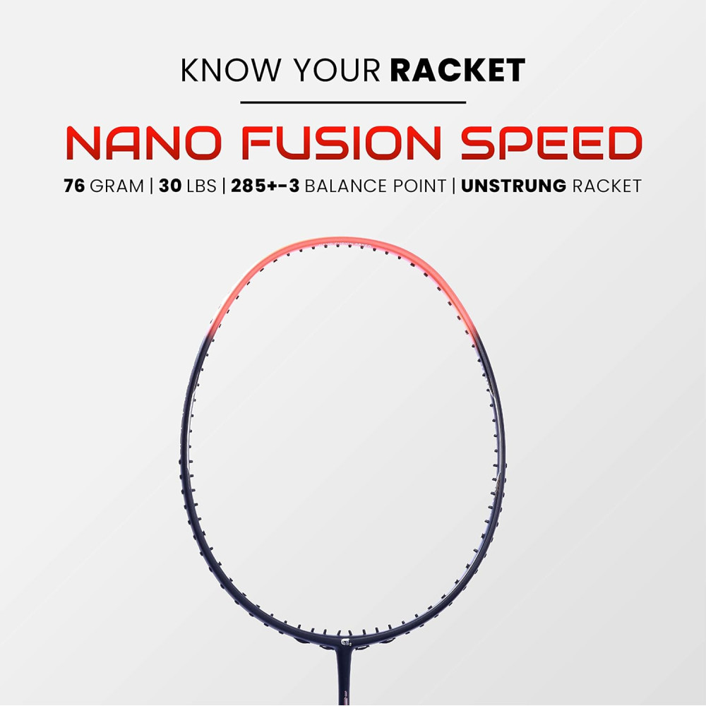 Apacs Nano Fusion Speed 722 (76 grams, Made in Vietnam) Ulta Light Weight | Japanese Graphite Unstrung Badminton Racket with Free Full Cover | G2-4 1/8 inches (Grey)