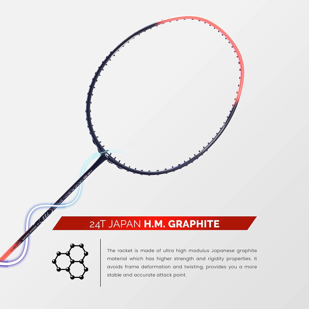 Apacs Nano Fusion Speed 722 (76 grams, Made in Vietnam) Ulta Light Weight | Japanese Graphite Unstrung Badminton Racket with Free Full Cover | G2-4 1/8 inches (Grey)