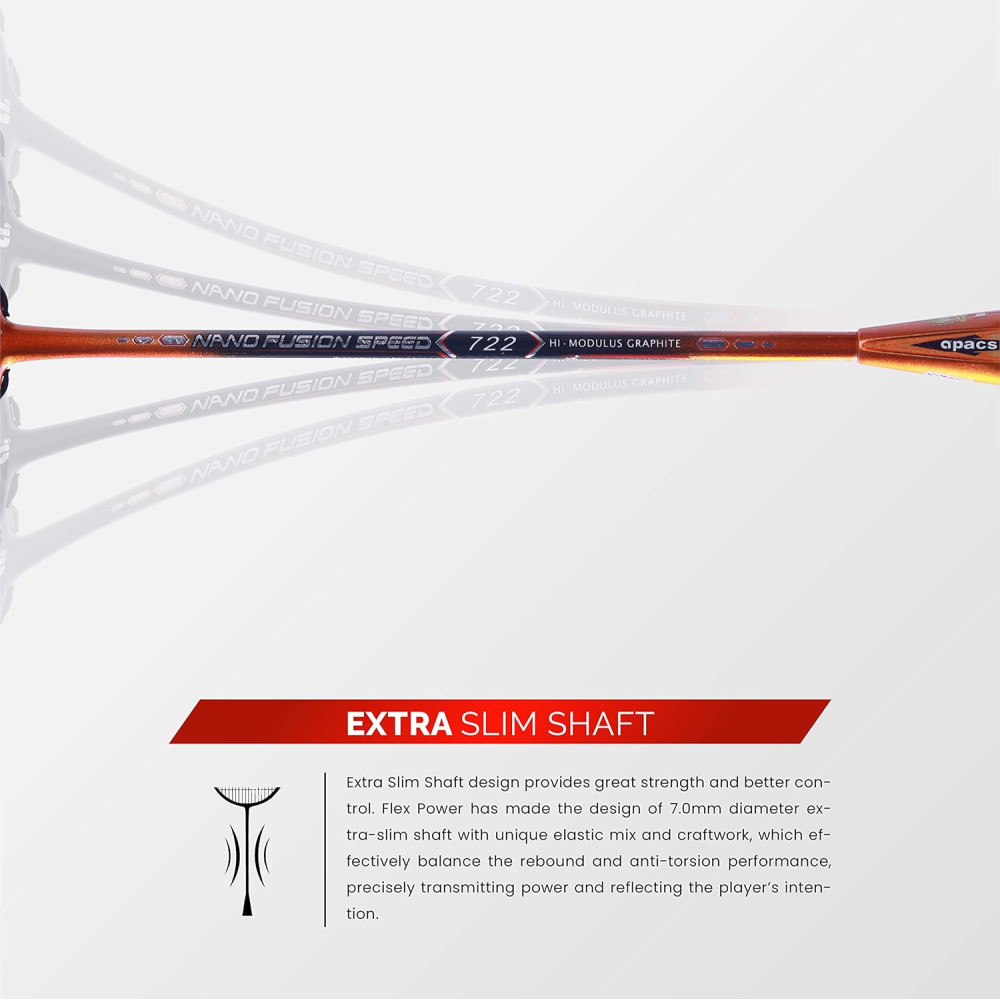Apacs Nano Fusion Speed 722 (76 grams, Made in Vietnam) Ulta Light Weight | Japanese Graphite Unstrung Badminton Racket with Free Full Cover | G2-4 1/8 inches (Grey)