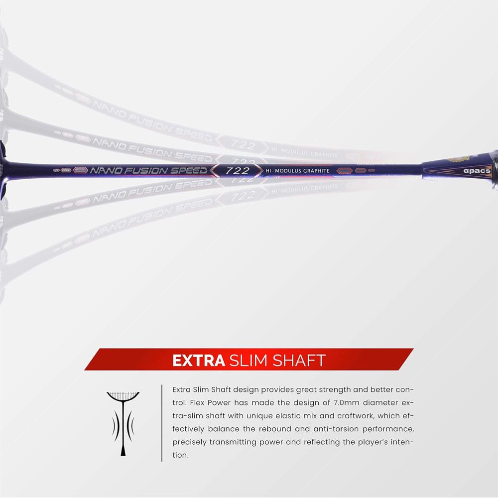 Apacs Nano Fusion Speed 722 (76 grams, Made in Vietnam) Ulta Light Weight | Japanese Graphite Unstrung Badminton Racket with Free Full Cover | G2-4 1/8 inches (Grey)