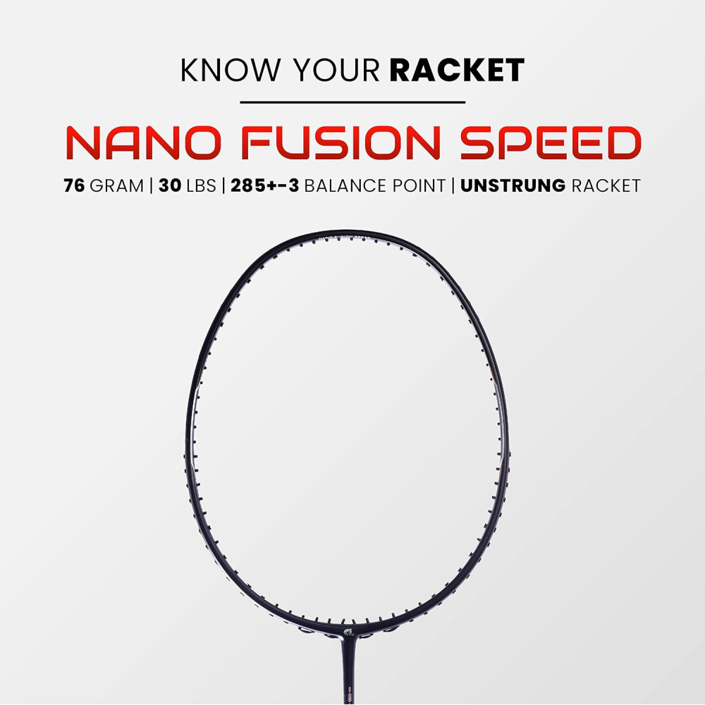 Apacs Nano Fusion Speed 722 (76 grams, Made in Vietnam) Ulta Light Weight | Japanese Graphite Unstrung Badminton Racket with Free Full Cover | G2-4 1/8 inches (Grey)