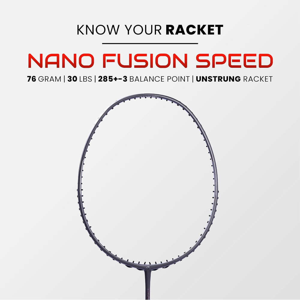 Apacs Nano Fusion Speed 722 (76 grams, Made in Vietnam) Ulta Light Weight | Japanese Graphite Unstrung Badminton Racket with Free Full Cover | G2-4 1/8 inches (Grey)