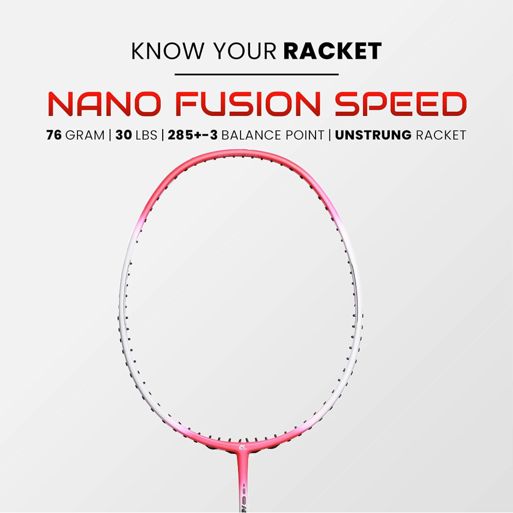 Apacs Nano Fusion Speed 722 (76 grams, Made in Vietnam) Ulta Light Weight | Japanese Graphite Unstrung Badminton Racket with Free Full Cover | G2-4 1/8 inches (Grey)
