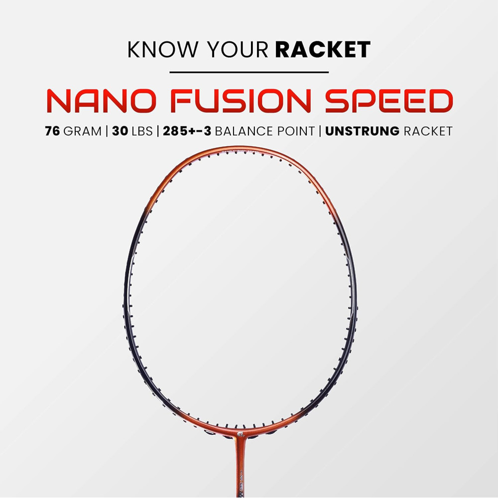 Apacs Nano Fusion Speed 722 (76 grams, Made in Vietnam) Ulta Light Weight | Japanese Graphite Unstrung Badminton Racket with Free Full Cover | G2-4 1/8 inches (Grey)