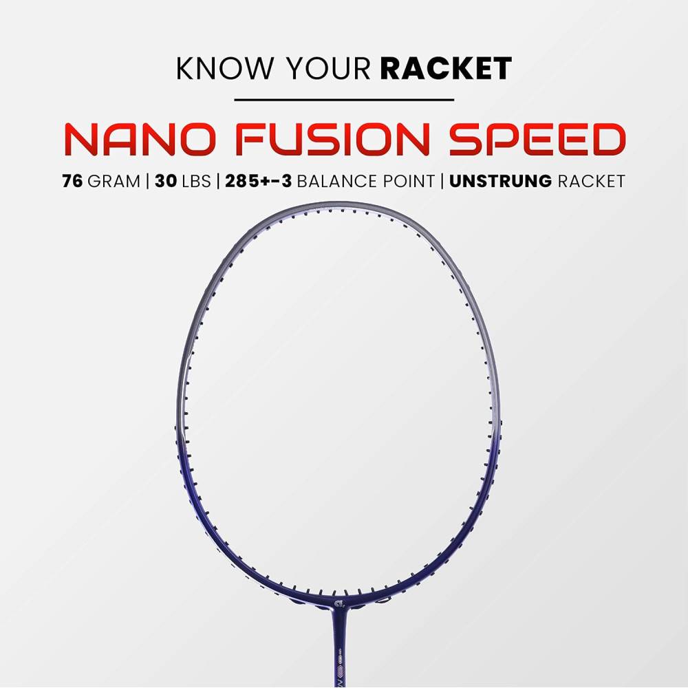 Apacs Nano Fusion Speed 722 (76 grams, Made in Vietnam) Ulta Light Weight | Japanese Graphite Unstrung Badminton Racket with Free Full Cover | G2-4 1/8 inches (Grey)