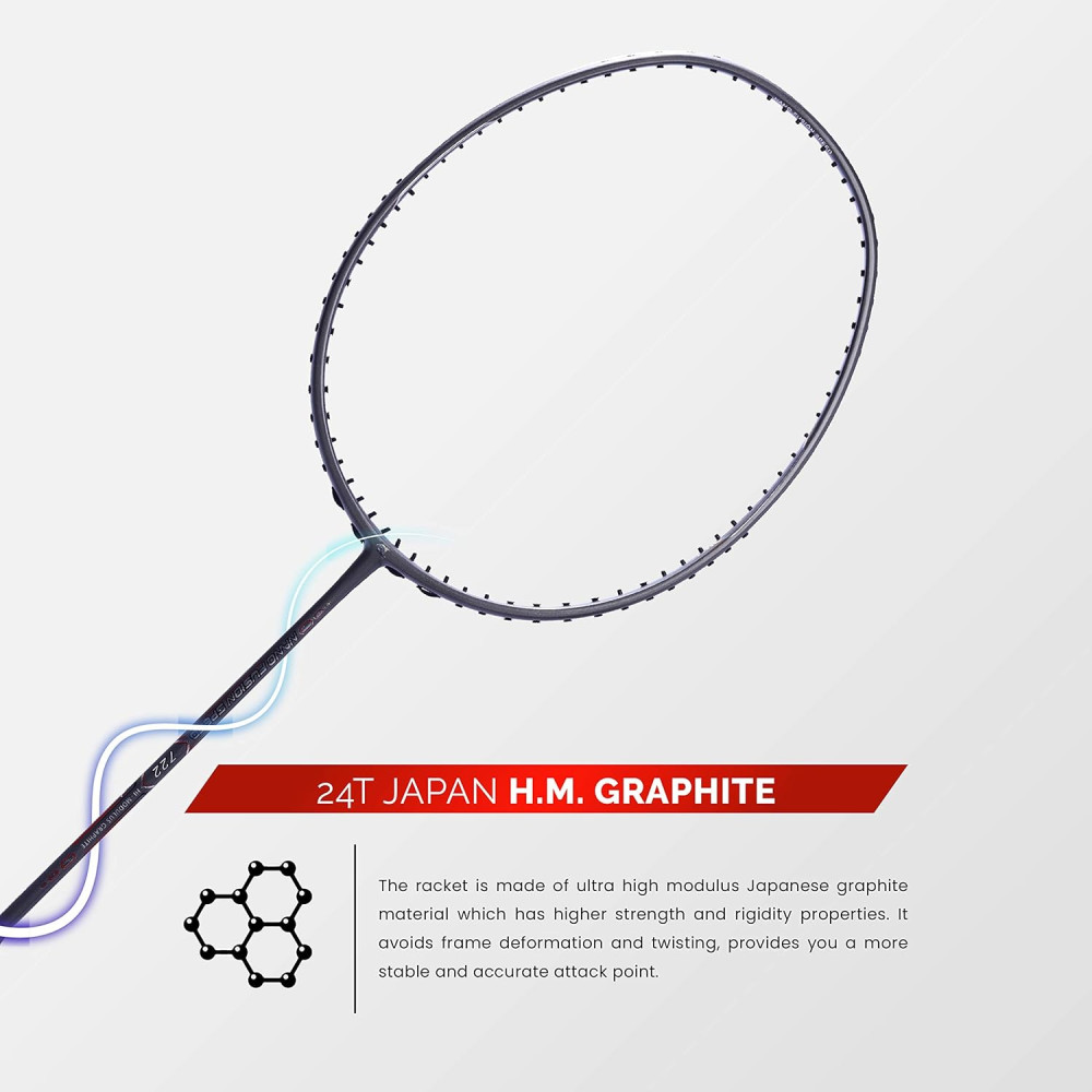Apacs Nano Fusion Speed 722 (76 grams, Made in Vietnam) Ulta Light Weight | Japanese Graphite Unstrung Badminton Racket with Free Full Cover | G2-4 1/8 inches (Grey)