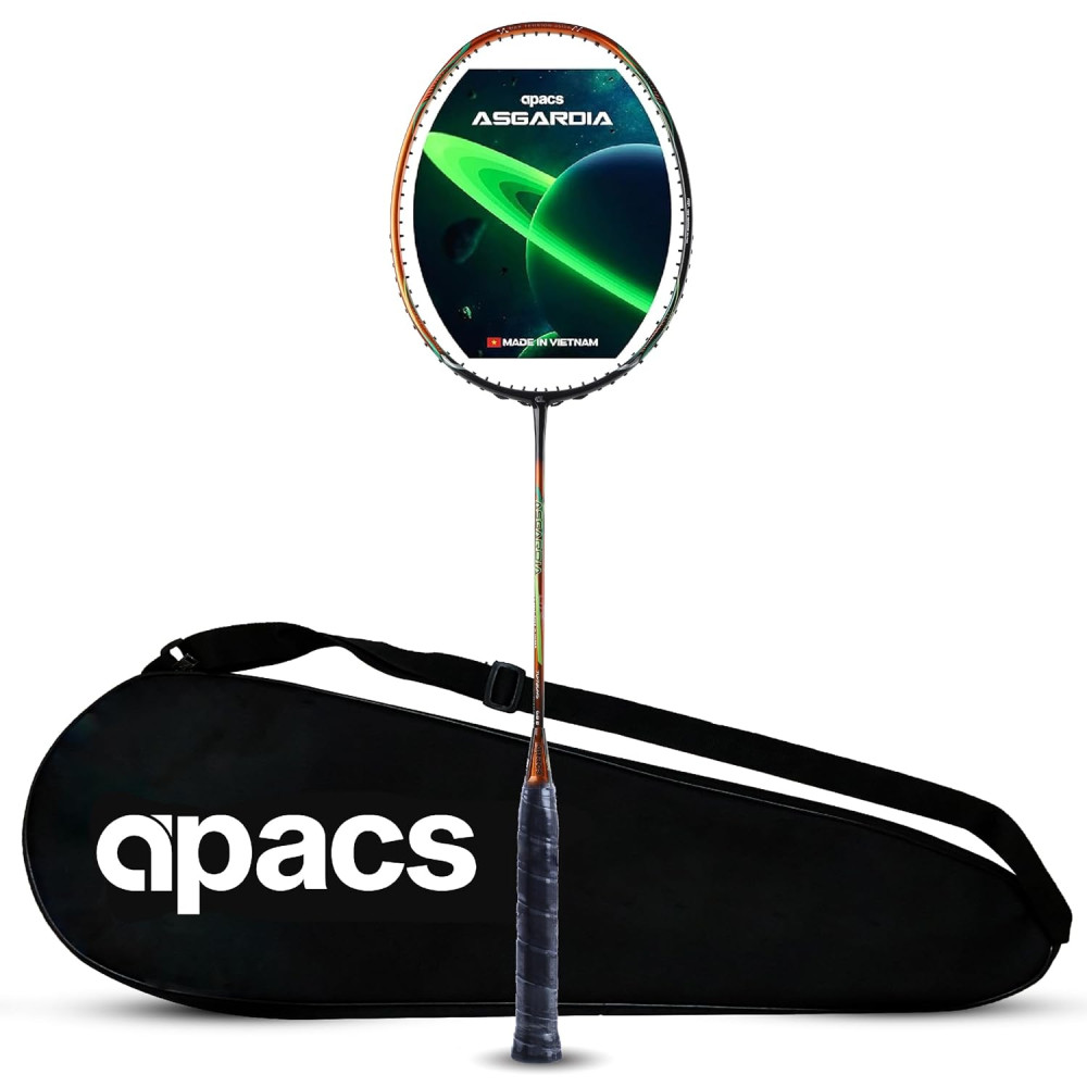 Apacs Asgardia Lite (73 grams Ultra Lightweight) Made in Vietnam | Japanese Graphite Unstrung Badminton Racket with Full Cover | G2-4 1/8 inches (Purple)
