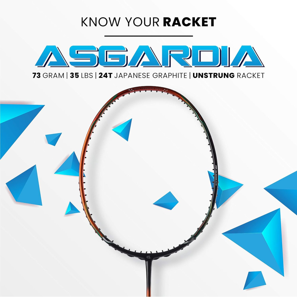 Apacs Asgardia Lite (73 grams Ultra Lightweight) Made in Vietnam | Japanese Graphite Unstrung Badminton Racket with Full Cover | G2-4 1/8 inches (Purple)