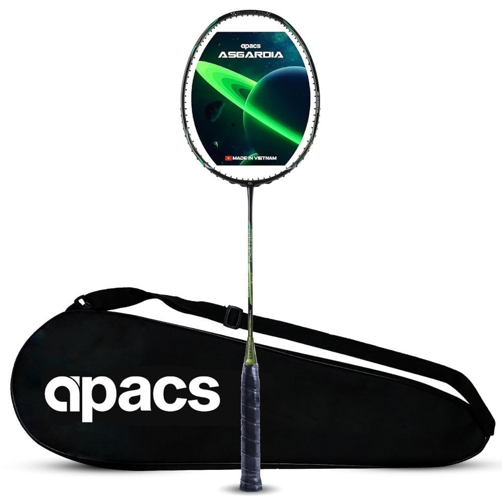 Apacs Asgardia Lite (73 grams Ultra Lightweight) Made in Vietnam | Japanese Graphite Unstrung Badminton Racket with Full Cover | G2-4 1/8 inches (Purple)