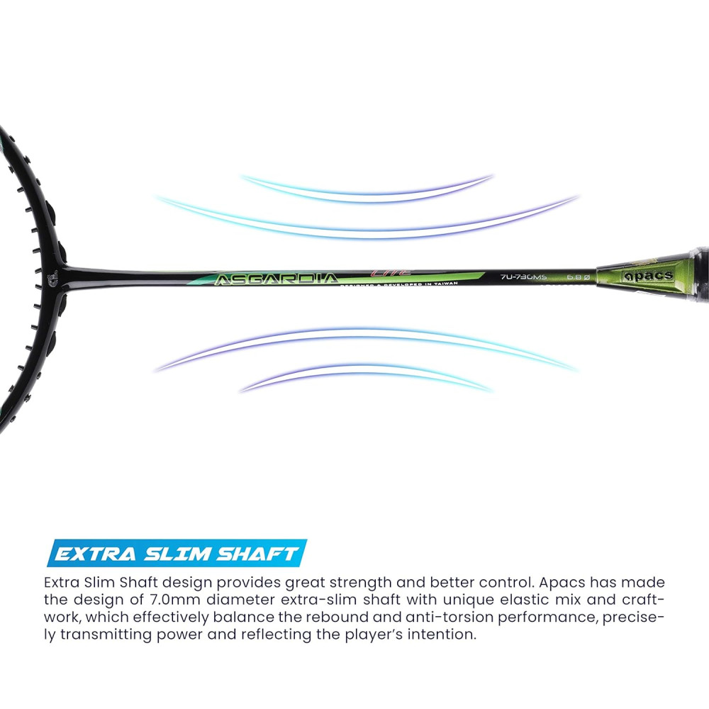 Apacs Asgardia Lite (73 grams Ultra Lightweight) Made in Vietnam | Japanese Graphite Unstrung Badminton Racket with Full Cover | G2-4 1/8 inches (Purple)