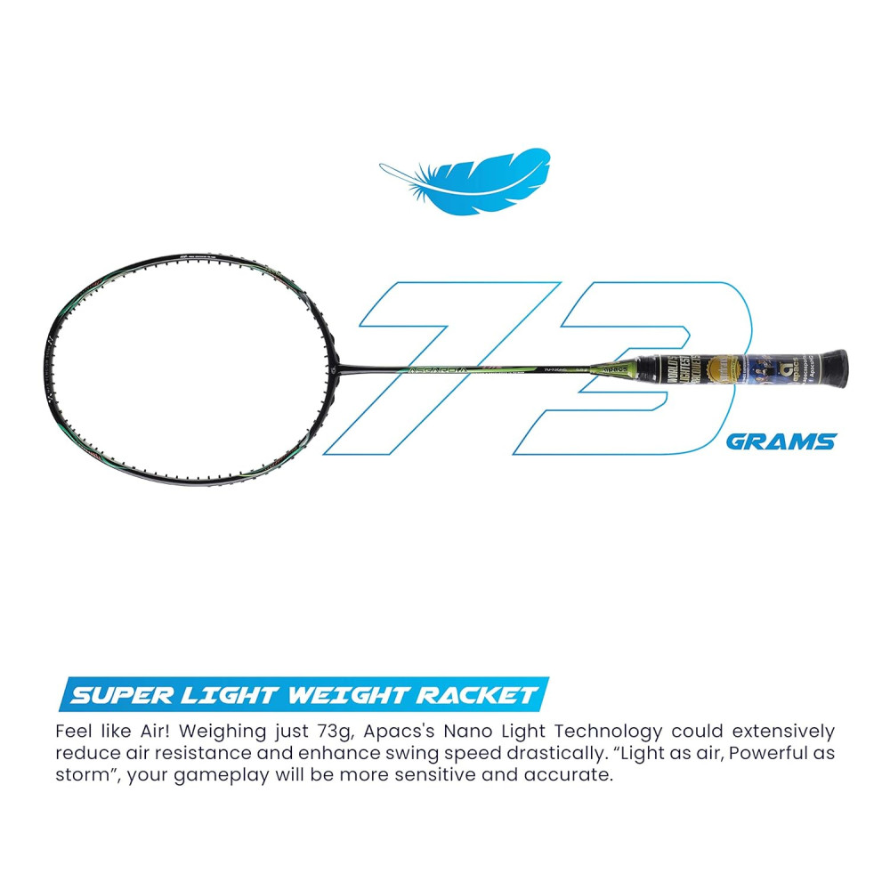 Apacs Asgardia Lite (73 grams Ultra Lightweight) Made in Vietnam | Japanese Graphite Unstrung Badminton Racket with Full Cover | G2-4 1/8 inches (Purple)