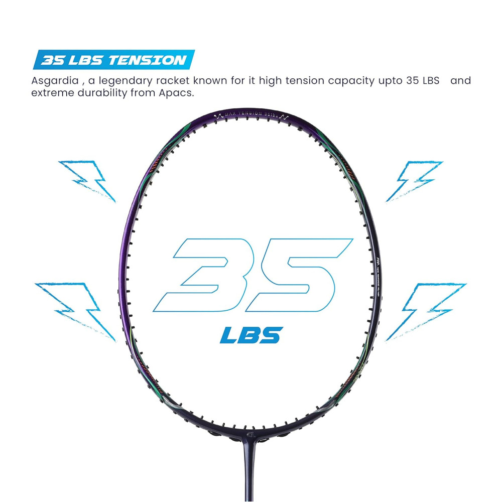 Apacs Asgardia Lite (73 grams Ultra Lightweight) Made in Vietnam | Japanese Graphite Unstrung Badminton Racket with Full Cover | G2-4 1/8 inches (Purple)