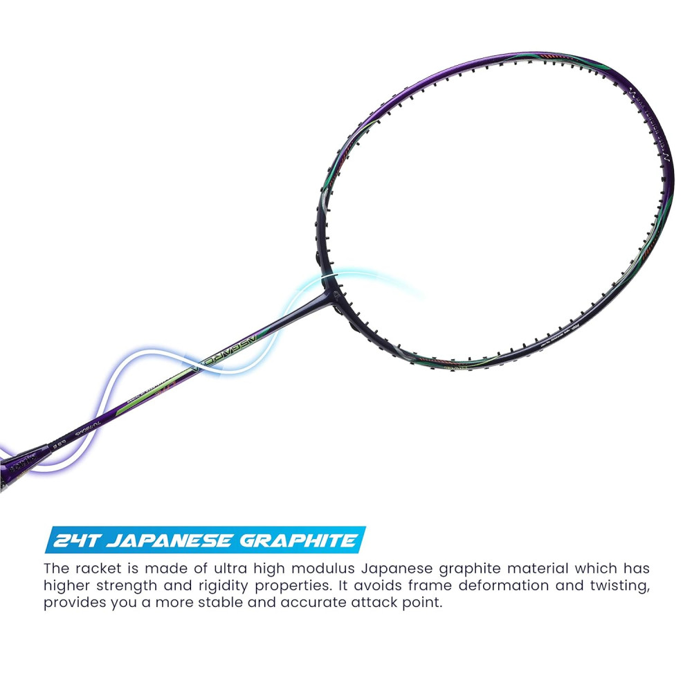 Apacs Asgardia Lite (73 grams Ultra Lightweight) Made in Vietnam | Japanese Graphite Unstrung Badminton Racket with Full Cover | G2-4 1/8 inches (Purple)