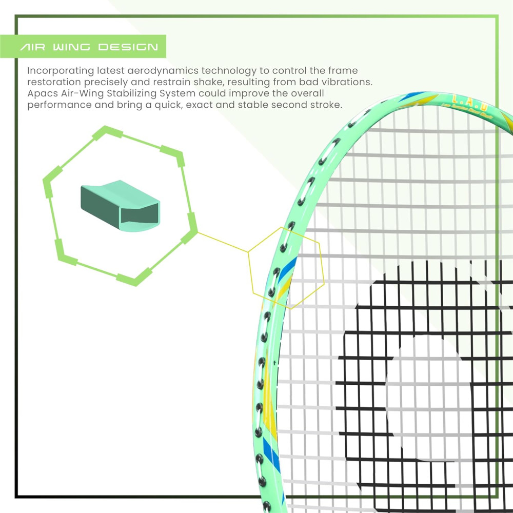 Apacs Speed Pro 900 Strung | Head Heavy Badminton Racket for Intermediate Players (White Green)
