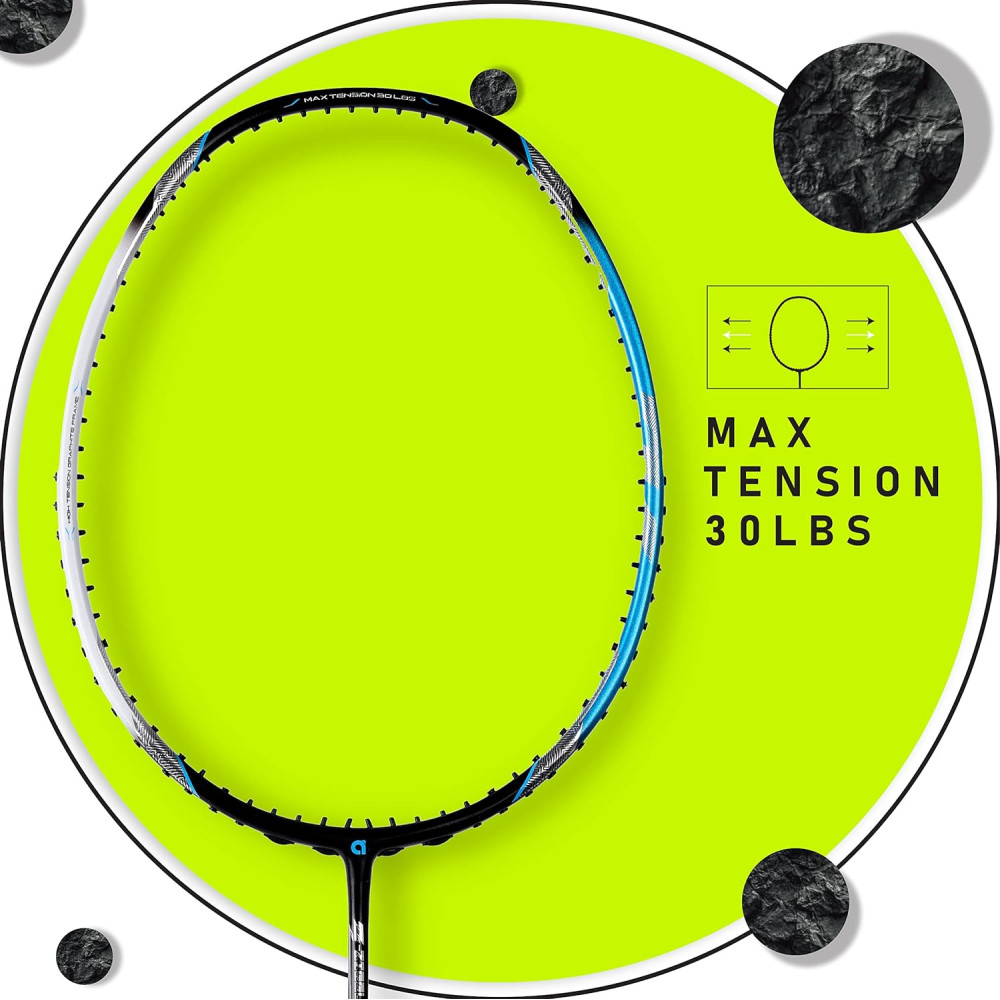 APACS Z-Ziggler 72 (30 LBS, 72g) Unstrung Badminton Racket with Full Cover (Black Blue)