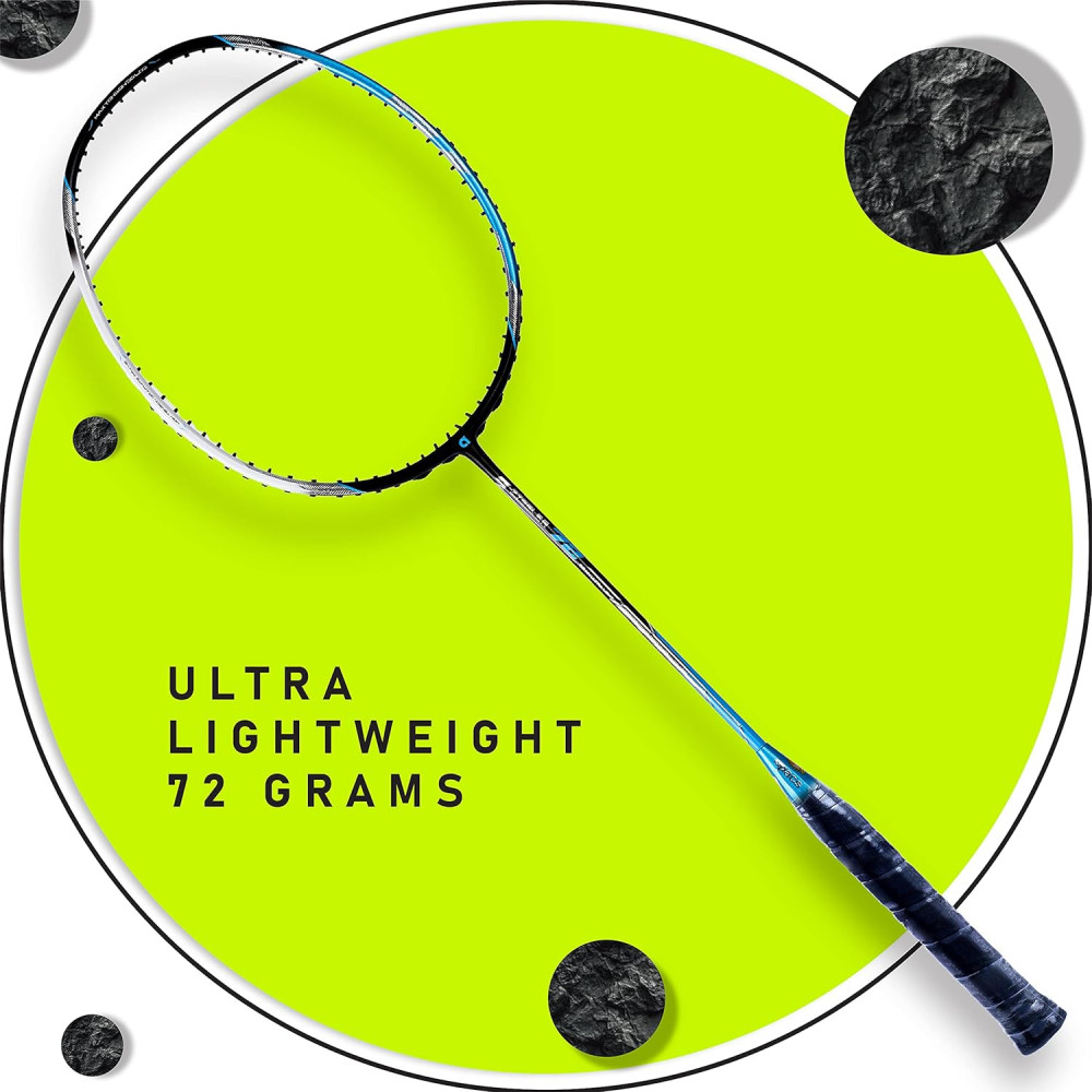 APACS Z-Ziggler 72 (30 LBS, 72g) Unstrung Badminton Racket with Full Cover (Black Blue)