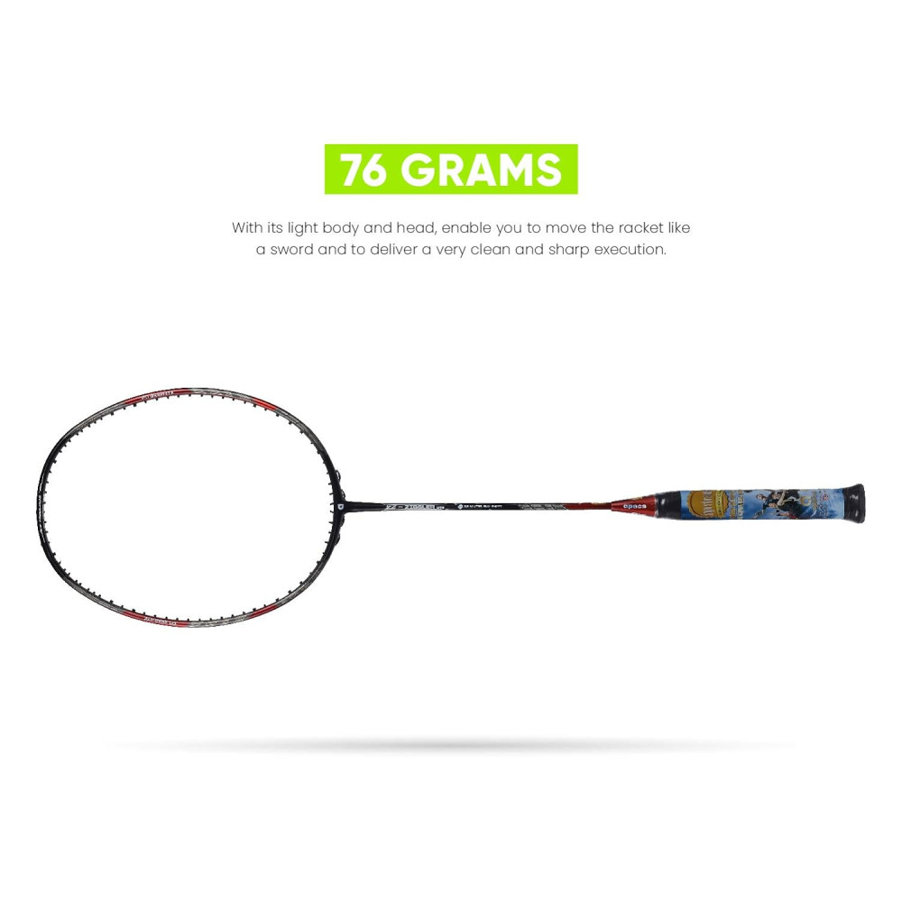 Apacs Z-Ziggler Lite 76g, 33 LBS Unstrung Graphite Badminton Racquet with Full Cover (Black/Red)