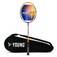 YOUNG (Malaysia) Fury 17 Graphite Professional Badminton Racket, Lightweight, Head Light, One Piece High Modulus 24-Ton Graphite (Orange/Blue), Strung, Includes Full Cover