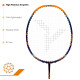 YOUNG (Malaysia) Fury 17 Graphite Professional Badminton Racket, Lightweight, Head Light, One Piece High Modulus 24-Ton Graphite (Orange/Blue), Strung, Includes Full Cover