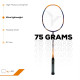 YOUNG (Malaysia) Fury 17 Graphite Professional Badminton Racket, Lightweight, Head Light, One Piece High Modulus 24-Ton Graphite (Orange/Blue), Strung, Includes Full Cover