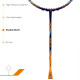 YOUNG (Malaysia) Fury 17 Graphite Professional Badminton Racket, Lightweight, Head Light, One Piece High Modulus 24-Ton Graphite (Orange/Blue), Strung, Includes Full Cover