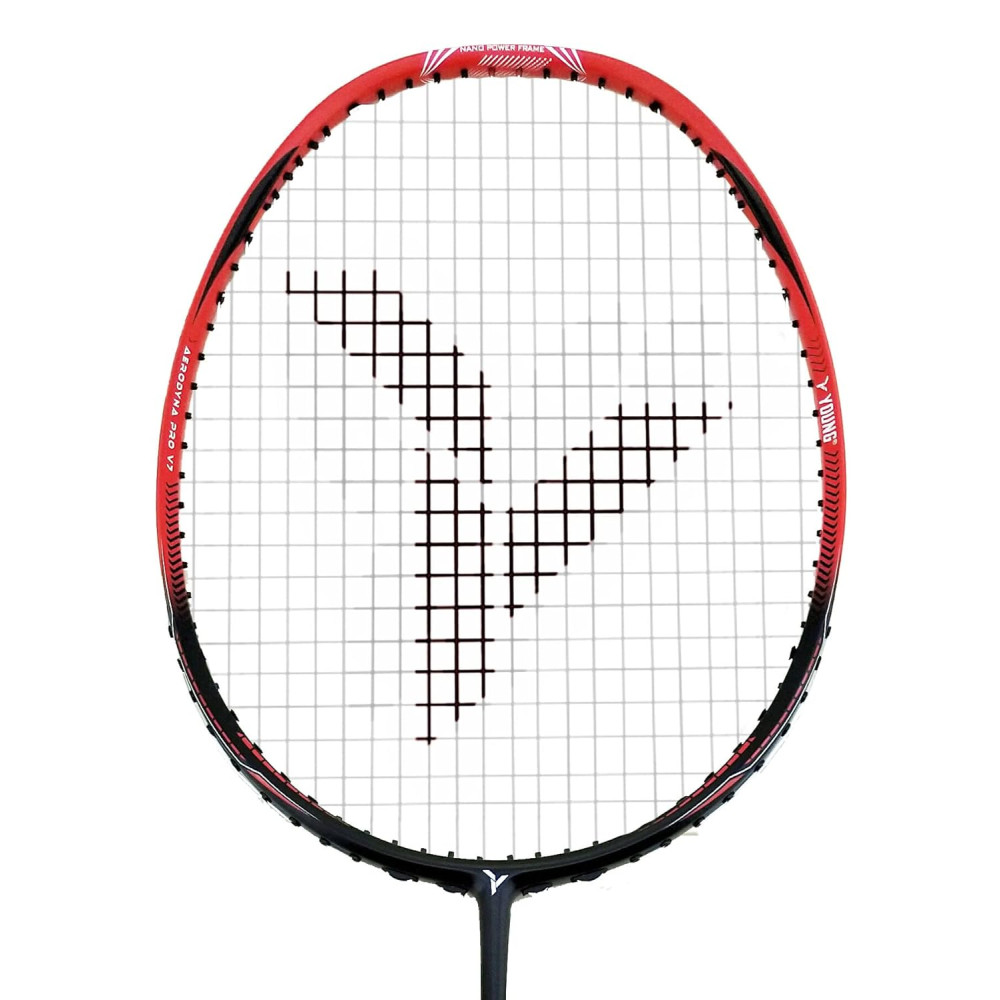 YOUNG (Malaysia) AERODYNA PRO-V7 Graphite Lightweight Professional Badminton Racket, 75grams, High Modulus Graphite, Strung, (Tension Upto 33 LBS), Includes Stylish Full Cover