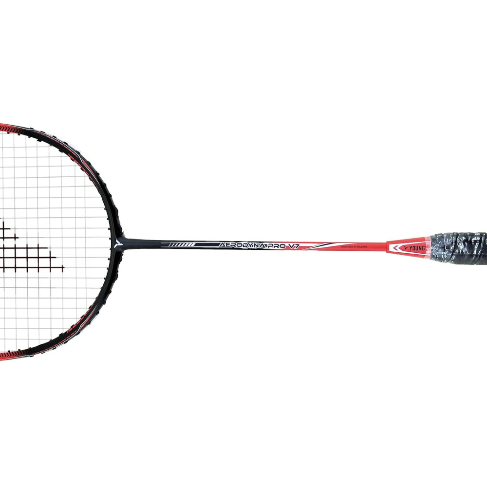 YOUNG (Malaysia) AERODYNA PRO-V7 Graphite Lightweight Professional Badminton Racket, 75grams, High Modulus Graphite, Strung, (Tension Upto 33 LBS), Includes Stylish Full Cover