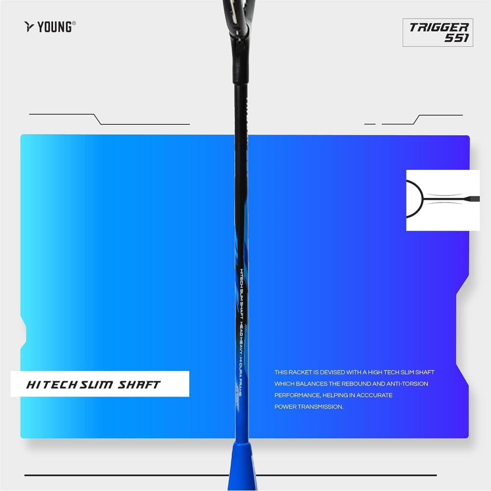 Young Trigger 551 (Power Head, High Durable) Set of 2 Strung Badminton Racket with 2 Free Full Cover (Green Blue) Young Trigger 551 (Power Head, High Durable) Set of 2 Strung Badminton Racket with 2 Free Full Cover (Green Blue)
